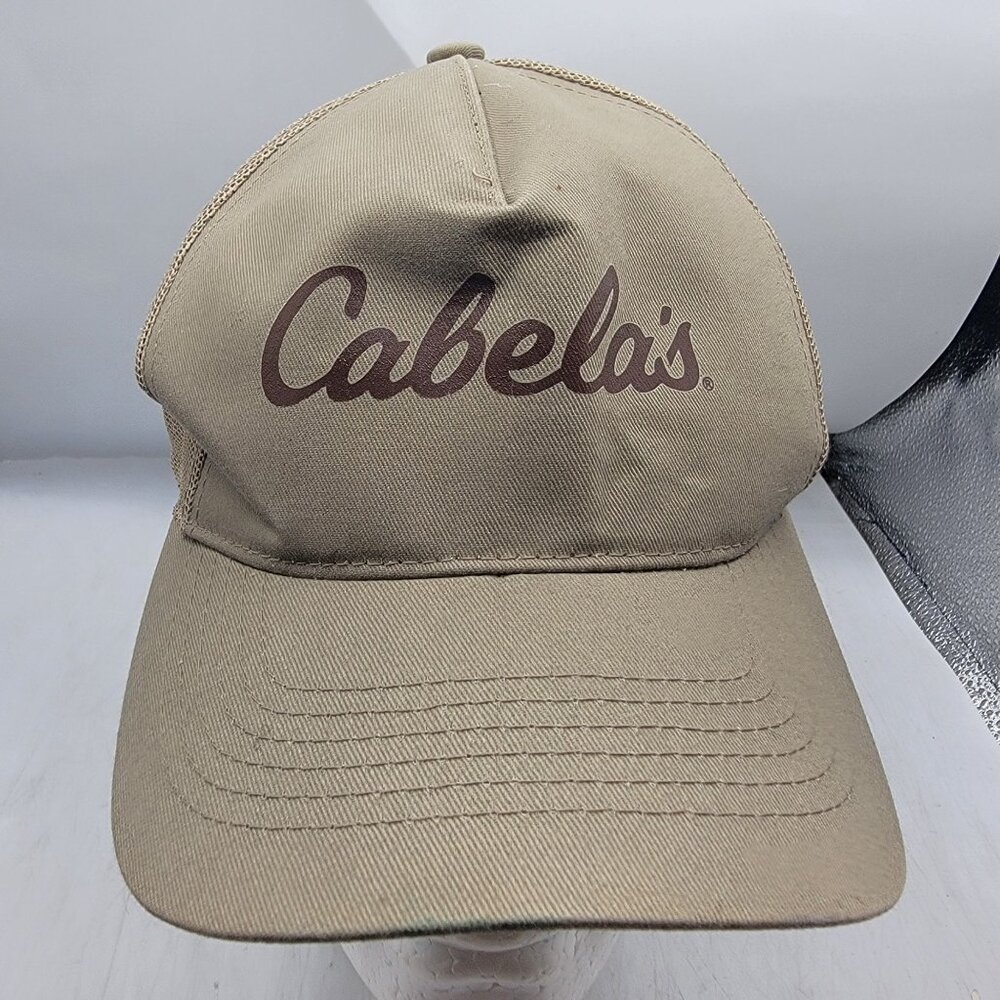 Bass Pro Shops Cabelas Adults Tan Trucker Hat Fishing Hiking Camping Trails